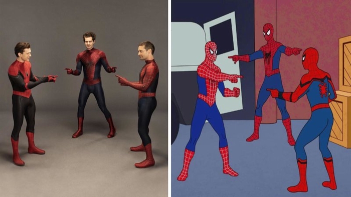 Tom Holland Tobey Maguire And Andrew Garfield Recreate A Classic Spider-Man  Meme But One Is Apparently Lying About His Butt Size | Know Your Meme