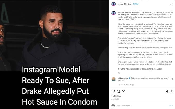 Sauce condom hot Drake Responds