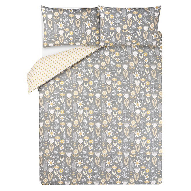 Yellow Floral Print Easy Care Duvet Set Home George