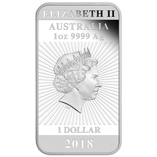 2018 Australia Silver Rectangular Coin Queen Elizabeth Dragon 1st Issue Perth 